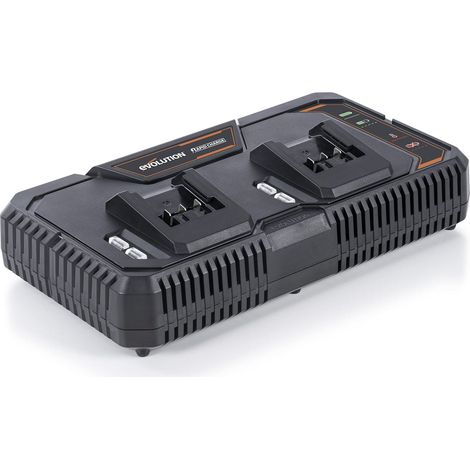 Evolution Power Tools R18RCH-Li2 Doppio caricatore rapido per batterie Li-Ion EXT 18V, compatibile con Erbauer ed Evolution, ideale per seghe e trapani, batteria non inclusa, 18V