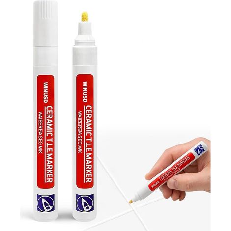 2 stylos à calfeutrer White Mark pour combler les espaces entre les carreaux, sécher rapidement et couvrir les taches sur le sol. (1/5)