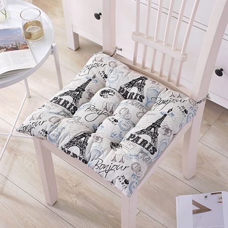 Cuscino per sedia - Set da 2 - Cuscini per sedia - 45 x 45 cm - Versatile, adatto a sedie, sedie a rotelle e auto - Uso interno - Cuscino per sedia da ufficio - Torre Eiffel