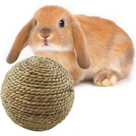 Balle à mâcher en herbe naturelle pour petits animaux, idéale pour le nettoyage et le meulage des dents. Convient aux petits animaux. (1/5)
