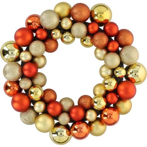 Ghirlanda Natalizia con Palline per Porta Corona di Natale 55 Sfere Oro e Rame (1/4)