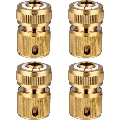 Raccord rapide en laiton 1/2 pouce – Lot de 4 connecteurs – Compatible tuyau flexible DN15 – Installation facile et étanche (1/5)