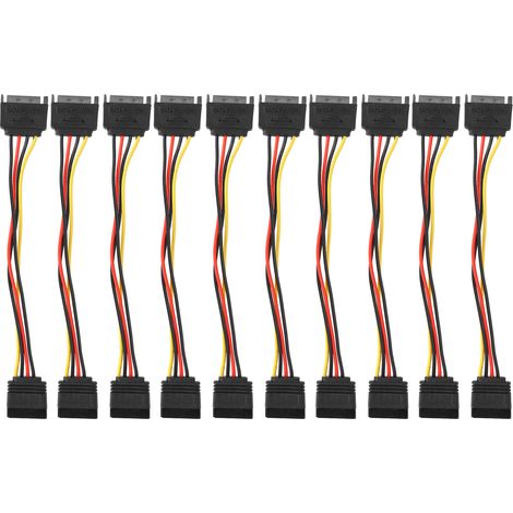 Câble D'alimentation Sata - Extension 15 Broches Mâle Vers Femelle Coudée - Pour Ssd Hdd Disque Dur - Lot De 10 Pièces (1/5)