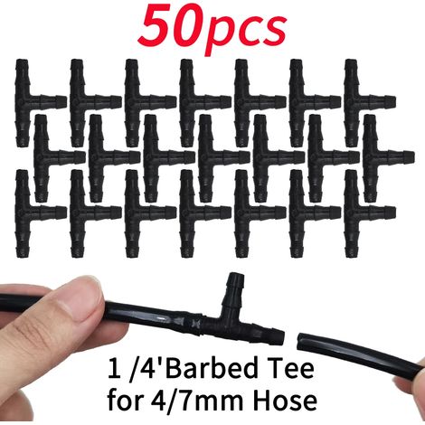 (E-50PCS) Supports de tige fixes à crochet en C de 1/4'' pour tuyau de 4/7 mm, pots de fleurs, système d'irrigation goutte à goutte, serres et serres. (1/4)