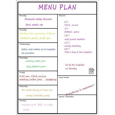 Calendrier Magnétique pour Frigo - Pratique pour Planifier Les Repas Familiaux, Listes De Courses Ou Une Aide A L’étude - Tableau Ai (1/4)