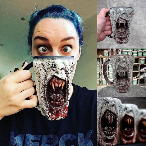 Gothic-Tasse für Damen und Herren, lustige Teetasse mit Henkel, handgefertigte gruselige Tasse, Halloween-Dekorationsgeschenk. (1/5)