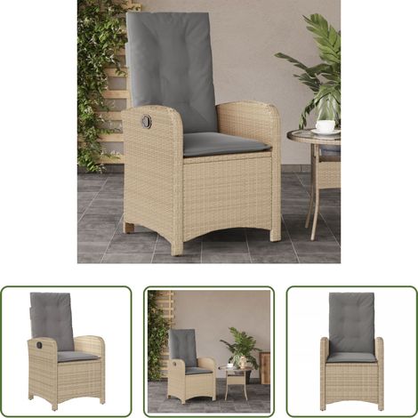 Gartensessel - Gartensessel mit Kissen Verstellbar Beigemischung Poly Rattan (1/5)