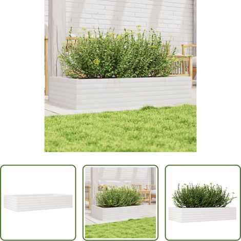 vidaXL Fleurs -  Jardinière blanc 110x60x23 cm bois de pin massif (1/5)