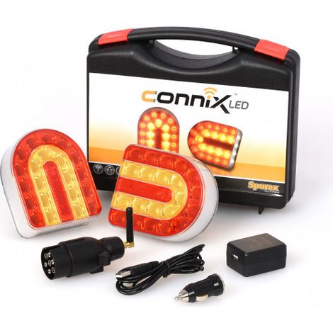 Oc-Pro – Kit feux arrière LED magnétiques sans fil pour remorque – Connexion 7 pôles – Autonomie 10h – Distance 20m – Feux multifonctions stop et clignotant