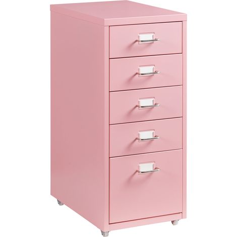 Mobiletto da ufficio mobile contenitore su ruote con 5 cassetti 69 x 28 x 41 cm rosa 030009104