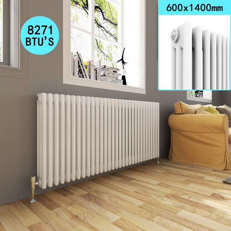 ELEGANT White Horizontal Radiator 3 Column Modern Design Radiator 600x1400mm for Most Places at Home (1/5)