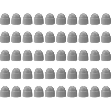 CSPARKV 50 tapas protectoras para tuercas de tornillo con llave M8 de 13 mm, tapas protectoras hexagonales, para cubrir tuercas y cabezas de tornillos hexagonales, plástico gris