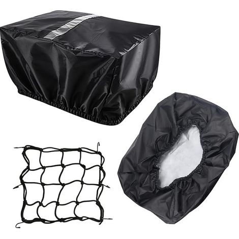 Set of Waterproof Bicycle Basket Cover with Net Rain Cover with Reflective Strip Dustproof Rain Cover Fits Most Front/Rear Baskets (1/5)