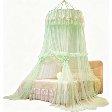 Moustiquaire,moustiquaire pour chambre d'enfant,moustiquaire en dôme,ciel de lit,maille fine,installation sans perçage –100×270×1000cm,vert (1/5)