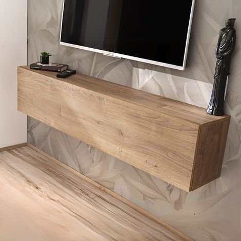 Armoire TV murale Como, Chêne - Miel truffé, pour salon, chambre à coucher