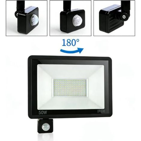 Projecteur LED Exterieur - 50 W - Détecteur de Mouvement - IP67 - 5000 lm - 7000 K - Angle 120° - Pour Jardin Terrasse Entrée - 1 Pièce (1/4)