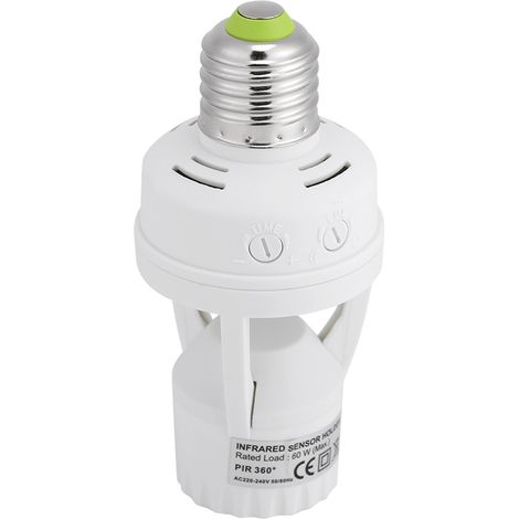 E27 LED-Lampenfassung mit Schalter, einstellbarem Infrarot-Bewegungsmelder, Montagehalterung, Wechselspannung 110–240 V (1/5)