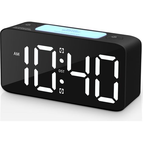 Extra lauter Wecker für Tiefschläfer, Digitaluhr mit 7 farbigen Nachtlichtern, einstellbarer Lautstärke, Dimmer, USB-Ladegerät (1/5)