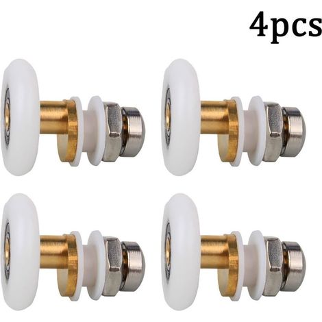 Rouleaux de douche réglables – Ensemble de 4 pièces – Laiton/Nylon/Acier inoxydable – Résistants à la rouille –Conviennent aux douches et aux hammams (20 mm de diamètre) (1/4)