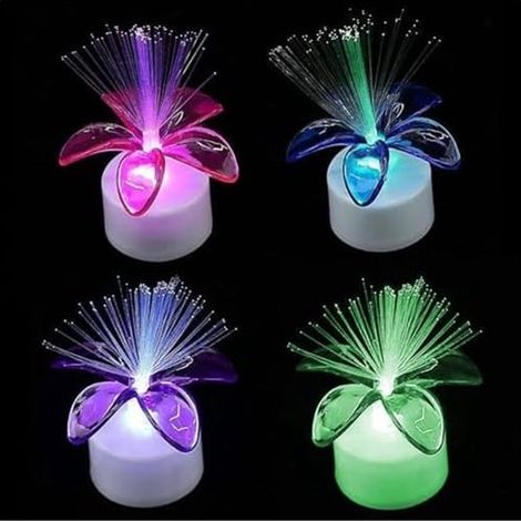 Velas de fibra óptica，adornos LED que cambian de color para fiestas，decoración para el hogar y el jardín. Paquete de 4 (velas de fibra óptica) (1/2)
