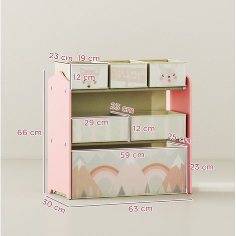 Mueble organizador infantil con 6 cestas, diseño divertido, 63 x 30 x 66 cm, rosa OKMYHOME (1/5)