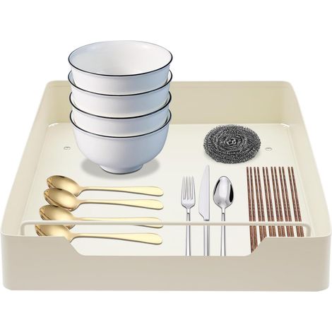 Tiroir télescopique, blanc, pour armoires de cuisine, organiseur, tiroir, sans perçage ni clouage, cafétérias, cuisines, magasins thé, cafés, garde-manger, salles bain - (1/5)