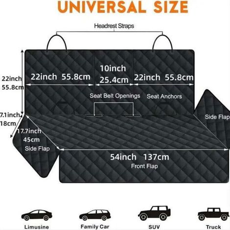 Housse de protection pour voiture pour chien, résistante et durable, adaptée à un usage quotidien et professionnel, protège efficacement l'habitacle des poils et salissures (1/4)