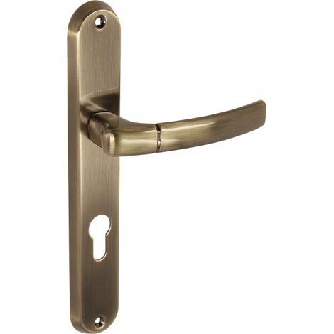 Manilla interior para puerta, placa larga, para insertar, latón antiguo.