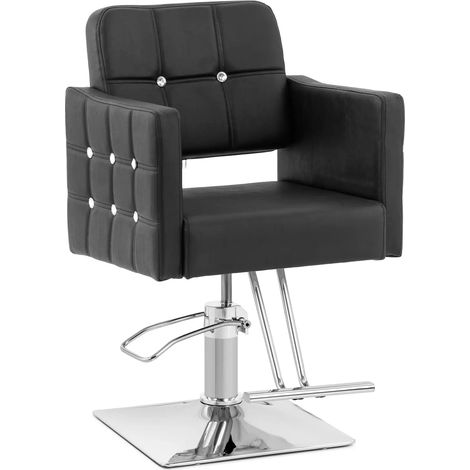 Sillón de peluquería profesional con reposapiés altura del asiento 45-55 cm 150 kg acero inoxidable PU negro 140008959