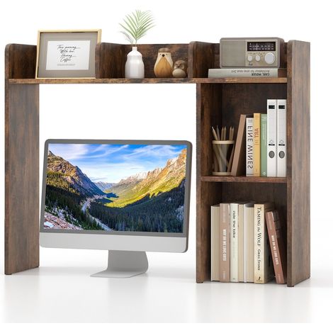 3-Tier Desk Bookshelf Wooden Home Display Shelf Multipurpose Storage Organizer (1/5)