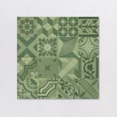 Carrelage Imitation Carreaux de Ciment D SEGNI BLEND Decoro Mix Verde 20x20cm