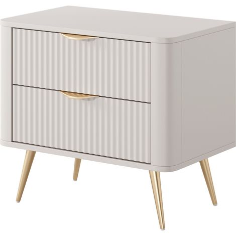 Comodino 63,2 cm, 2 cassetti, Beige, 63,2 x 38 x 55,3 cm (1/5)