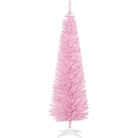 HOMCOM árbol de Navidad artificial 180 cm ignífugo con 390 puntas de rama decoración navideña para interiores fácil de montar rosa (1/5)