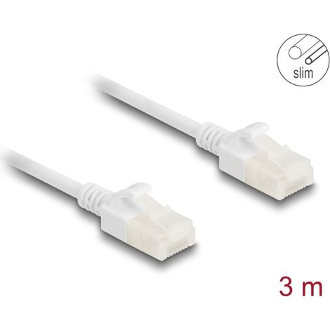 Delock Cable de red RJ45 Cat.6A macho a macho con pestillo robusto para uso industrial U/UTP Slim 3 m blanco