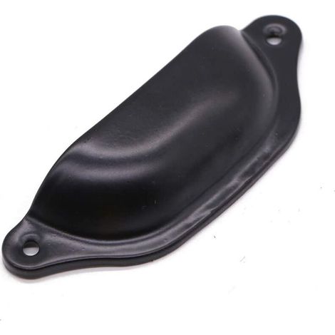 20 pcs Vintage Door Drawer Cabinet Cupboard Iron Shell Cup in Handle Cupboard Knob 9.8cmx3.3cm with Screws - Black