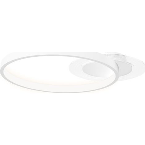Plafonnier rond 2 anneaux 50x40x7,4 cm blanc design moderne LED salon chambre éclairage plafonnier contemporain lumineux minimaliste