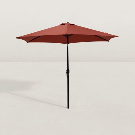 Parasol droit inclinable Ø270 cm – Toile polyester 240g/m² anti-UV – Manivelle intégrée – Acier époxy résistant (1/5)