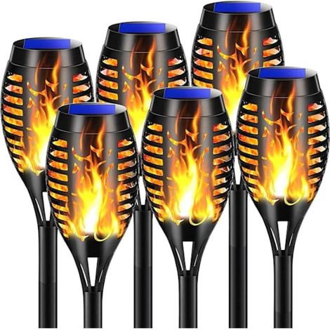 Lot de 6 lampes solaires d'extérieur, lampes solaires avec flamme dynamique réaliste - pour intérieurs et couloirs [Classe énergétique G]-AquaForge (1/5)