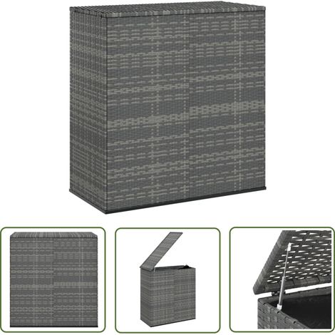 The Living Store Garten-Kissenbox PE Rattan 100x49x103,5 cm Grau - Gartenkasten - PE-Rattan Box - Outdoor Storage - Stauraum Garten - Wetterfest (1/5)