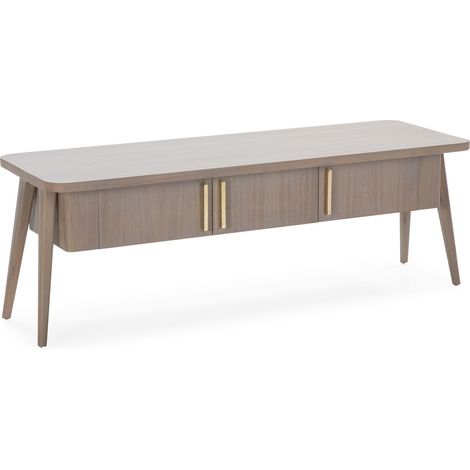 TV-Schrank 150X50X51 Grau patiniertes Holz/Goldenes Metall (1/5)