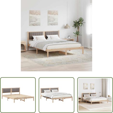 Kopfteil - Bettgestell mit gepolstertem Kopfteil Taupe 150 x 200 cm (1/5)