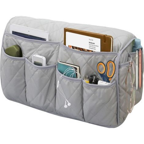 Salon polyvalent de rangement avec bras de canapé matelassé-gris (1/2)