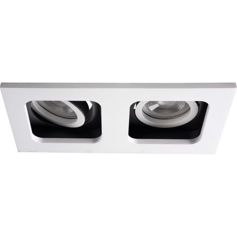 Support de Spot Encastrable 2x10W GU5.3 / GU10 IP20 Blanc/Noir Rectangulaire Largeur 100mm (1/3)