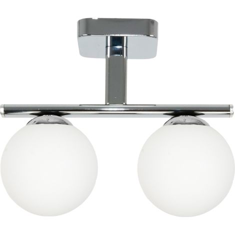 Plafoniera, cromata, paralume in vetro, sfera, bianca, LED, E14, primitiva, 13-428 (1/2)