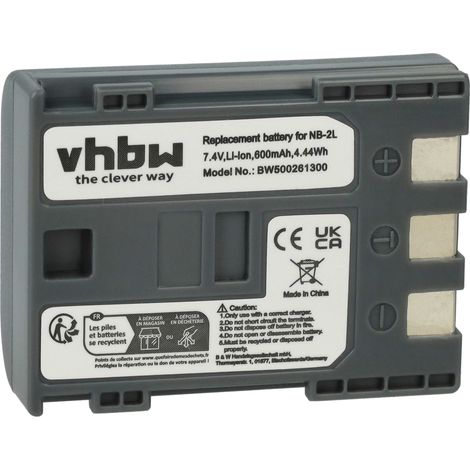 vhbw Akku kompatibel mit Canon Legria HF R16, DC310, HF R106 HD, DC320, DC330, DC410, DC411, DC420 Videokamera Camcorder (600 mAh, 7,2 V, Li-Ion) (1/5)