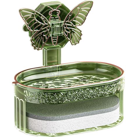 Double Layer Soap Holder Elegant Stylish Vacuum Suction Soap Dish Water Drainage Soap Tray with Sponge for Bathroom Kitchen Green (1/5)
