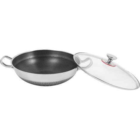 Sartén, material resistente al calor, diseño resistente a los arañazos, color plata. (1/2)