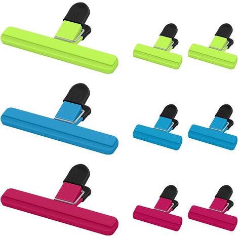 Clips para bolsas de alimentos,9 clips para bolsas de almacenamiento de alimentos,2 tamaños,Clips de plástico reutilizables,Ideales para el hogar (1/5)