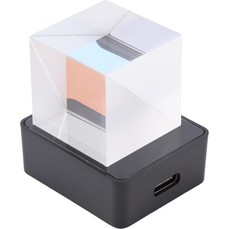 Holographic Crystal Cube, 3D Display and Weather Clock with Animated GIF Photo Album and Countdown Timer for Office and Car Decoration (1/5)