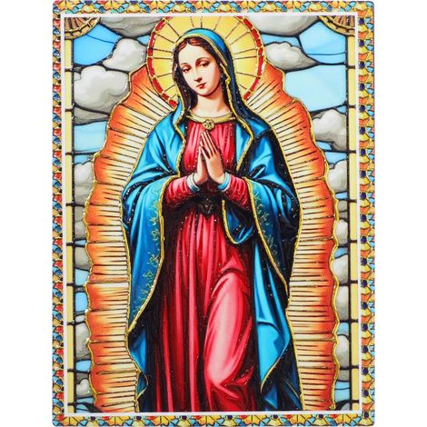 Céramique Table Décor Vierge Marie Art Mural Pendant Plaque Statue d'icône catholique pour la Maison Décor d'autel 20,5 15,5 1,5 centimètre (1/5)